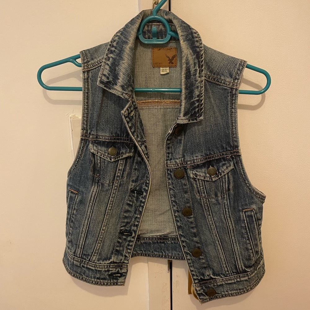 American Eagle Denim Jean Jacket Vest